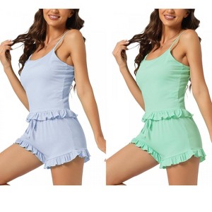 INSPIRE CHIC Women's 2 Pcs Lounge Cami & Shorts Ruffled Pajama Sets - 1 of 4