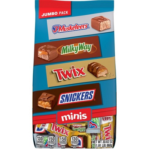 Snickers, Twix, Milky Way & 3 Musketeers Minis Candy Chocolate Bars ...