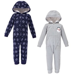 Hudson Baby Fleece Jumpsuits, Coveralls, and Playsuits 2pk, Navy Snowman - 1 of 3