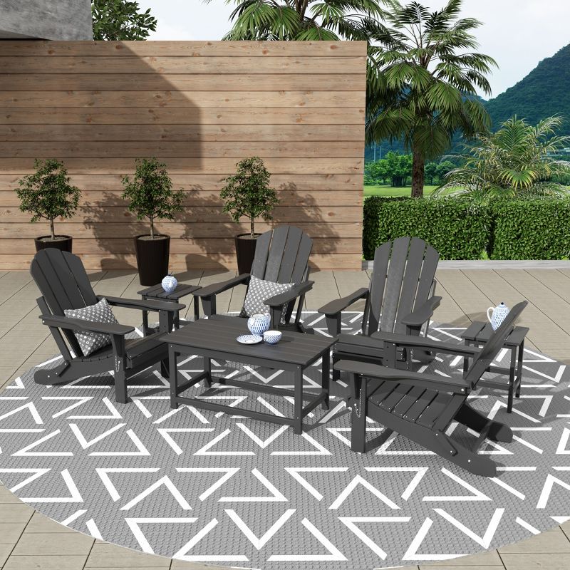 WestinTrends 7 Piece Set Outdoor Folding Adirondack Chairs with Coffee Table Side Table, 2 of 11