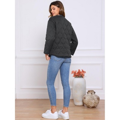 Женские куртки INSPIRE CHIC Women's Button Down Lightweight Trendy Casual Outerwear Winter Puffer Quilted Jacket with Pockets X-Small Black — фото 3