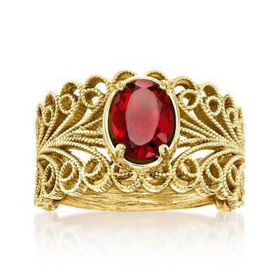 Ross-Simons 2.50 Carat Garnet Filigree Ring in 18kt Gold Over Sterling