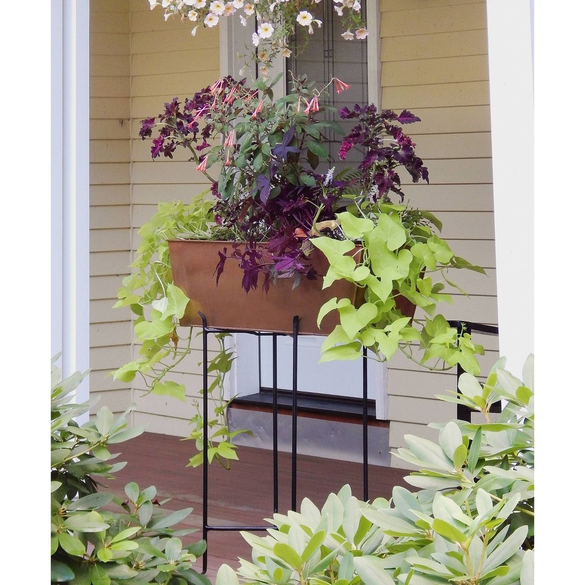Multi-Purpose Folding Floor Iron Stand Black Powder Coat Finish - Achla Designs: Durable Outdoor & Indoor Planter Holder, No Assembly Required - thumbnail 5