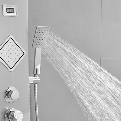 52'' Nickel Chrome Rainfall Shower Panel System with Body Jets