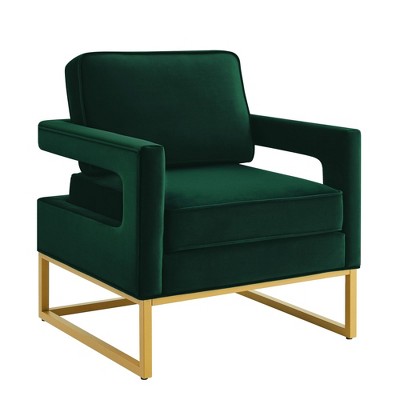 NicBex Velvet Accent Chair with Metal Base,Upholstered Living Room Chairs with High Backrest and Open Armrest,Accent Chairs for Living Room
