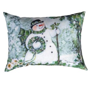 Snowman Climaweave Pillow – Season’s Frost Winter Accent 18x13 inch by Manual Woodworkers and Weavers - 1 of 3