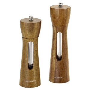 Rachael Ray Salt & Pepper Acacia Wood Grinders: Ceramic & Stainless Steel Spice Mills, 7.25" Brown, Set of 2 - 1 of 3