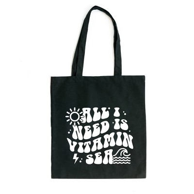 City Creek Prints Vitamin Sea Canvas Tote Bag - 15x16 - Black
