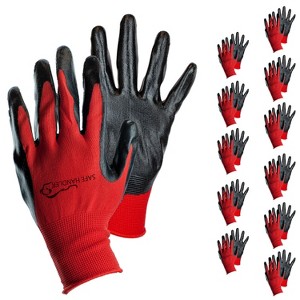 Bison Life Nitrile Coated Abrasion Resistant Firm Grip Work Gloves - One Size - 12 Pairs - 1 of 4