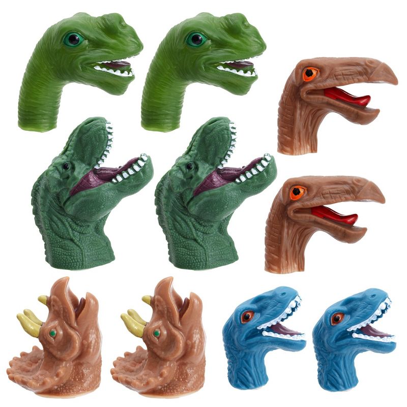 Juvale 10 Pack Dinosaur Finger Puppets for Kids Toys, Dino Head Figurines for Boys Toddlers Party Favors (5 Designs), 5 of 11