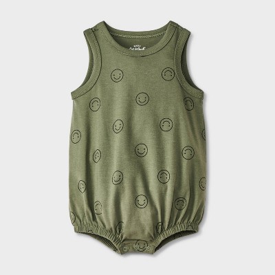 Baby Boys' Smiley Face Romper - Cat & Jack™ Green 18M