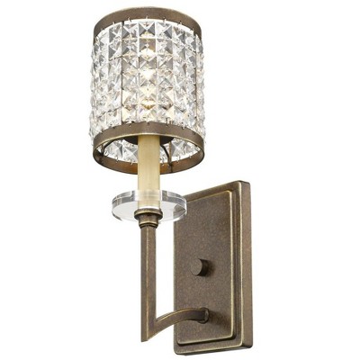 Elegant Palacial Bronze 1-Light Sconce with Crystal Shade