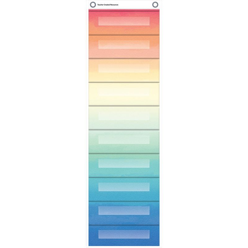 Teacher Created Resources® File Storage Pocket Chart, 10 Pockets, Watercolor, 14" x 58", 1 of 3