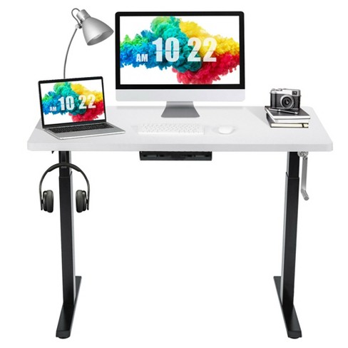 Costway Height Adjustable Computer Desk Sit To Stand Rolling Notebook Table  Black : Target