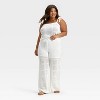 Women's Mid-Rise Wide Leg Openwork Pull-On Pants - Universal Thread™ White - 3 of 3