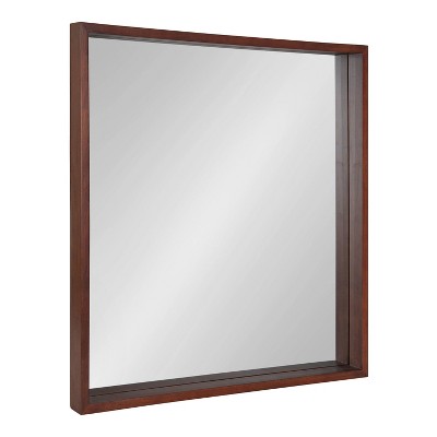 30" x 30" Hutton Square Wall Mirror Walnut Brown - Kate & Laurel All Things Decor