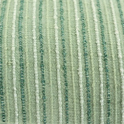 Mint Green Striped Cotton Lumbar Throw Pillow