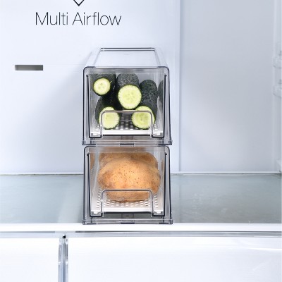 SharpChef Stackable Kitchen Pantry Storage Drawers, Removable Drainage Tray for Fruit & Vegetables, Handles, Kitchen Pantry, Refrigerator, Bathroom — фото 3