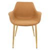 LeisureMod Markley Faux Leather Dining Chair with Arms and Gold Metal Legs - 4 of 4