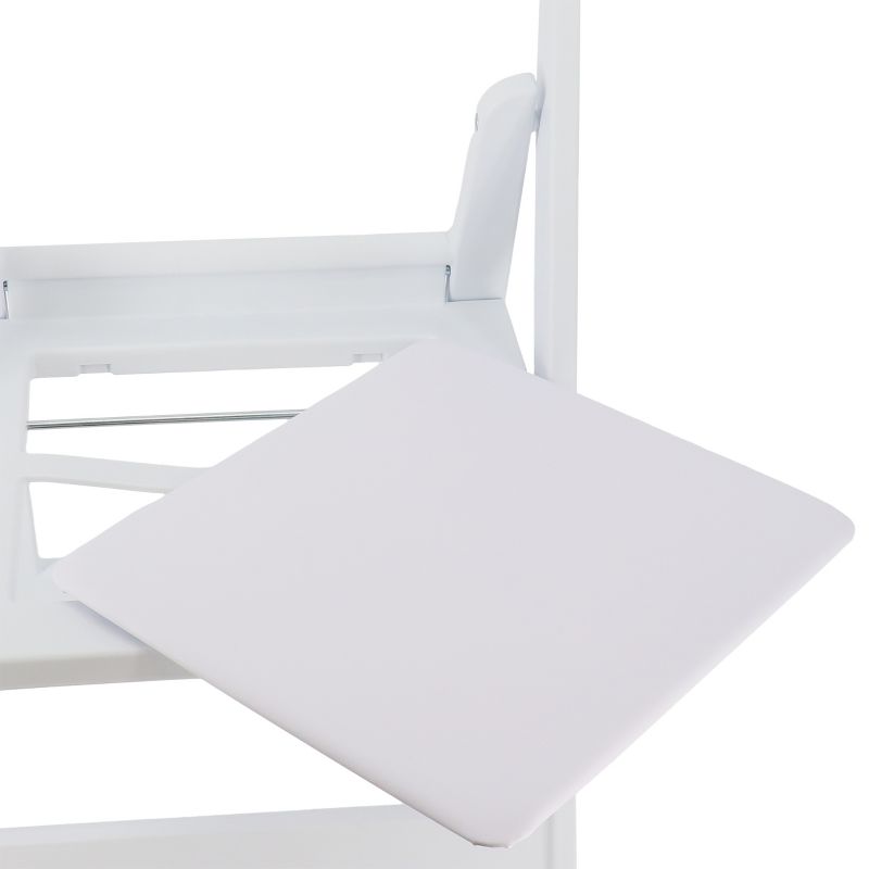 Elama 4 Piece Plastic Folding Resin Chair in White with Removable Seat Pad, 3 of 9