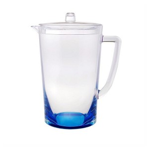 Gulches 2.75 Quarts Oval Halo Design Unbreakable Plastic Water Pitcher with Lid - BPA Free, Ideal for Drinks & Juices, with Spout,Blue - 1 of 4
