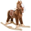 Qaba Kids Ride on Rocking Horse Toddler Plush Toy with Realistic Sounds for 3 Years Old Children - Brown - 4 of 4