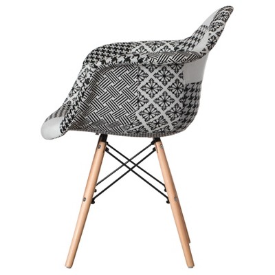 Black and White Patchwork Beech Wood Dining Chair Set