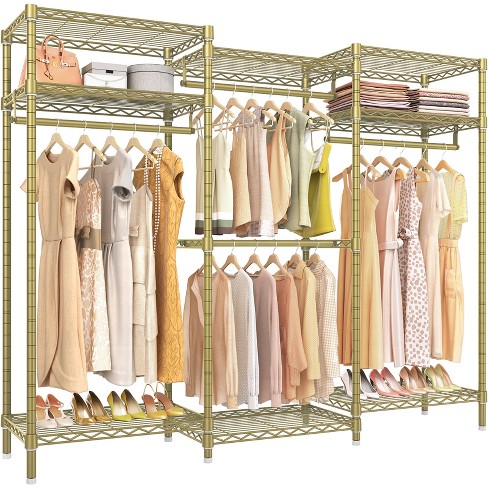 Tribesigns Freestanding Closet Organizer, Clothes Rack with Drawers and Shelves, Heavy Duty Garment Rack Hanging Clothing Wardrobe Storage Closet for