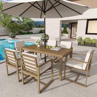 Whisen Patio Dining Set Outdoor Dining Table and Chair Set with and Removable Cushions