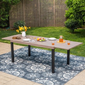 Captiva Designs 1pc Rectangular Steel Table with Umbrella Hole & 2 tabletop Leaves - 1 of 4