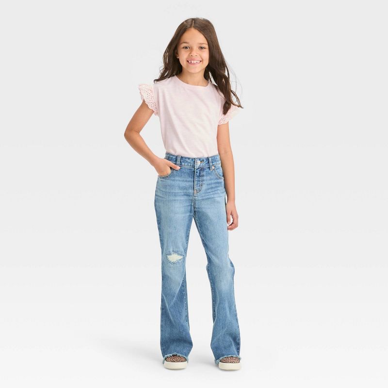 Girls' Mid-Rise Flare Jeans - Cat & Jack™, 4 of 7