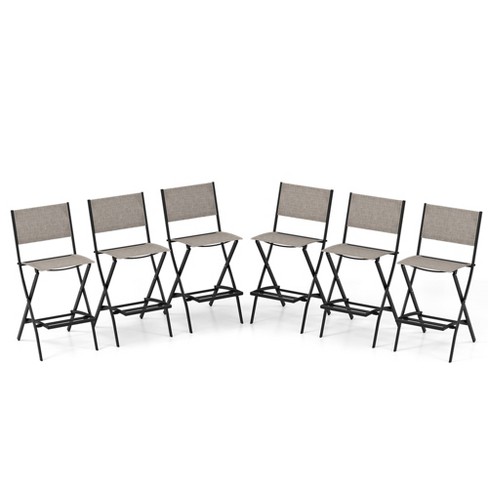 Costway Set Of 6 Outdoor Bar Chair Folding Bar Height Stool With