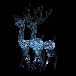 vidaXL Reindeer Christmas Decoration Cold white Acrylic - 2 x 1 x 4 ft Cold white 2 - 1 of 4