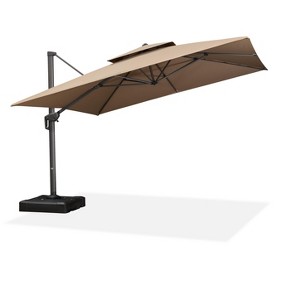 PURPLE LEAF Cantilever Outdoor Umbrella with Base Large Patio Hanging Double Top Square Offset Umbrella 360° Rotation - 1 of 4