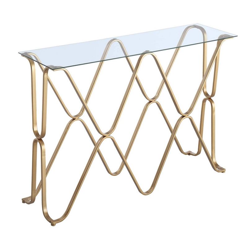 Neptune Console Table Glass Top/Gold - Breighton Home, 1 of 6