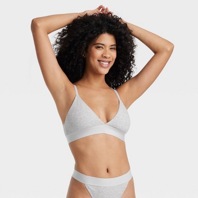 Women's Cotton Stretch Unlined Triangle Bralette - Auden™ Gray L : Target