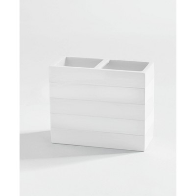 Lacquer Striped Toothbrush Holder White - Cassadecor
