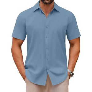 COOFANDY Men's Casual Button Down Shirts Short Sleeve Summer Untucked Dress Shirts - 1 of 4