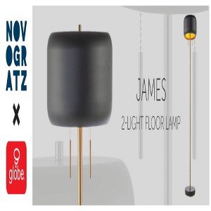 2 Light Metallic Dark Gray Floor Lamp - Novogratz x Globe - 1 of 4