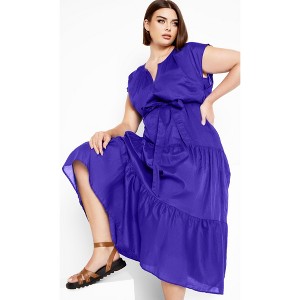Women's Plus Size Kasbah Plain Dress - blue | CITY CHIC - 1 of 4