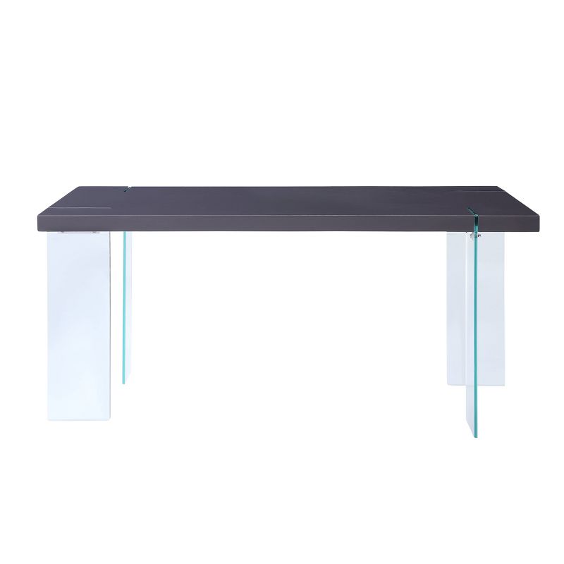 66&#34; Noland Dining Table Gray High Gloss/Clear Glass - Acme Furniture, 6 of 7