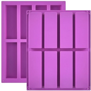 Aoibox 8 Cavity Granola Bar Molds, 2 Pack Rectangle Silicone Chocolate Candy Bar Molds for Baking Cereal Energy Bar, Protein Bar - 1 of 4