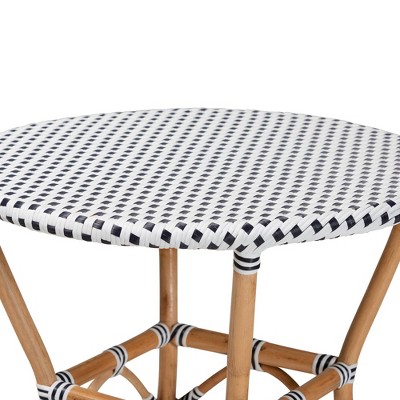 Round Black and White Rattan Cafe Dining Table