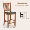 Tangkula 4PCS 25.5" Bar Chair Set w/ Backrest Padded Seat Footrest Rubber Wood Frame - 4 of 4