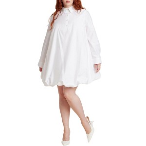 ELOQUII Bubble Hem Mini Shirt Dress - 1 of 3