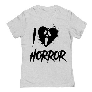 Rerun Island Women I Love Horror Face Black Short Sleeve Graphic Cotton T-Shirt - 1 of 4