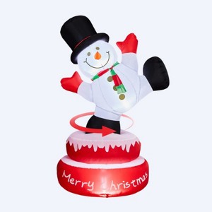 SEVOBAL Inflatable Holiday Decorations 4.8' Christmas Inflatable Decoration Snowman with Motor Blow Up Yard Decorations, Red, 33.6"*33.6"*60" - 1 of 4