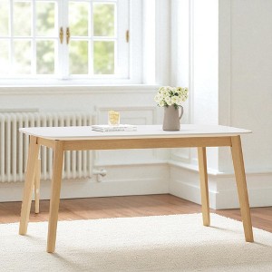 59" Mid-Century Modern Dining Table with Rubberwood Legs and Faux Wood Rectangular Top, Seats 4â€? for Kitchen or Dining Room - 1 of 4