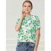 INSPIRE CHIC Women's Ruffled Short Sleeve Floral Mock Neck Summer Top - 2 of 4