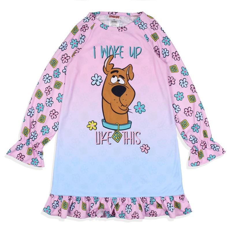 Scooby-Doo Girls' I Woke Up Like This Flower Sleep Pajama Dress Nightgown Purple, 1 of 6